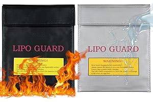 MOOSONO Feuerfest Wasserdicht Safe Bag, 2 Stück Feuerfest Lipo Safe Bag, Akku Tasche Feuerfes für Explosionsgeschützte Batterie, Bargeld, Pass, Schmuck und Andere Wertsachen（18 * 22 cm）