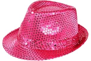 Alsino Hut Pailletten Pink Faschingshut Damen (th-42) Kopfumfang: 58 cm Karneval Fasching Herren Glitzerhut Zylinder Disco Trilby Pailetten Fotobox
