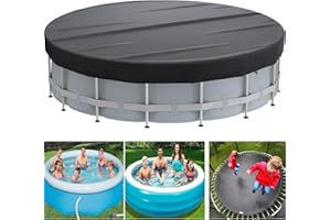 YTWKAFA Twkafa Pool Winterabdeckung, Wasserdicht und ReißFest Poolabdeckung Winter, 420D Oxford Stoff Winterabdeckung Pool Rund Geeignet für Alle Arten Von SchwimmbäDern (458cm) - Schwarz