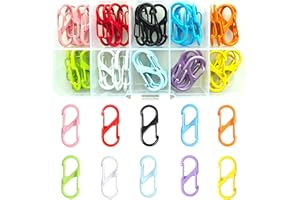 Fubuuf 40 Pièces Mini Mousquetons en Forme de S à Double Ouverture, Petit Porte-clés Métal S-Biner Clip avec Boîte de Rangement, Accessoire Sac à Dos Anti-Vol pour Randonnée Camping Pêche Voyage