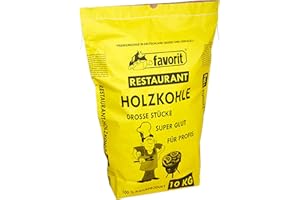 Favorit Grill-Holzkohle 10 kg (aus reinem Laubholz, extra große Körnung, langanhaltende Glut, Grillkohle in Restaurant-Qualität)
