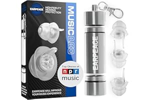 EarPeace Music PRO High Fidelity Concert Ear Plugs - Hearing Protection Earplugs for Musicians, Festivals, and Loud Venues - Patented Noise Cancelling Ear Plugs - High Protection 20dB Silver Case