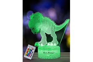 NICE DREAM Veilleuse Dinosaure Enfant Garcon Fille, Lampe 3D Dinosaure avec 16 Changements de Couleurs, Télécommande, Cadeau Dinosaure pour Garcon, Lampe LED Dinosaure Jouets pour Anniversaire, Cadeau de Noël