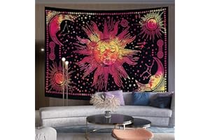 THE ART BOX arazzo da Parete Arredamento casa Telo Mare Coperta Cotone copridivano con penisola Colori per Mandala Indie aesthetic Arredamento Camera da Letto, Rosso, 135x160 Cm