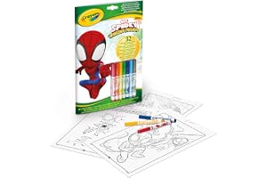 Crayola - Spidey pyssel- och målarbok, 32 målarsidor och 7 tvättbara mini tuschpennor, 04-2809