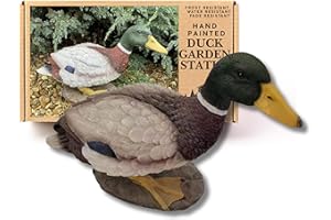 G&H Decor Ornamento da giardino a forma di anatra da 35 cm, in resina, per esterni, rifinito a mano, con splendidi ornamenti da giardino con animali Detaiatil, statua da giardino resistente al gelo e