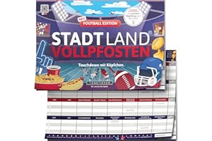 DENKRIESEN Stadt Land Vollpfosten® Football Edition | Ab 9 Jahren im DIN A4 Spielblock | Stadt Land Fluss für American Football Fans | Familienspiel | Super Bowl Partyspiel | Gesellschaftsspiele