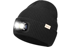 Blukar Czapka LED Light-Up, 2 w 1, Niezwykle Jasna Czapka do Biegania ze światłem, 5 Trybów świecenia, Akumulatorowa, Zimowa, ciepła, Regulowana Latarka Czołowa dla Mężczyzn i Kobiet