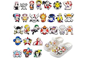 BJPERFMS Charmes de Chaussure One Piece, 27PCS Pins pour Crocs, Breloques de Chaussures, Charmes en PVC, Accessoires pour Filles et Garçons