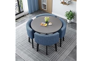 GOFOHIMI Round/Square Dining table Set with Chairs, Modern Conference Table and 4 Chairs Set, Reception Table and Chair Combination,Wooden Kitchen Table Set for 4 for Living Room Dining Room(80cm(31.5in), N)