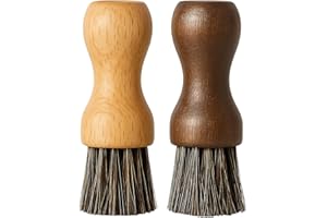 LEMLIN Brosses à Cirage Professionnelles en CRIN de Cheval,Lot de 2 Brosses en Bois pour Application de Cire et Cirage à Chaussures,Entretien du Cuir Lisse,Chaussures,Sacs,Accessoires en Cuir