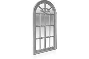 Antic by Casa Chic - Espejo Ventana Francesa - 46x86 cm - Marco Fijo - Gris Piedra