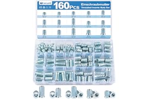 160 Stück Einschraubmutter M6/M8/M10, Leryati Gewindeeinsatz Holz Legierter Stahl Gewindehülse, Zink Einschraubmuffen Einschraubhülse Innensechskant Einschraubgewinde Einschraubmutter für Holzmöbel