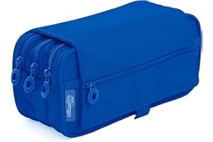 office box Estuche Triple con Tira para Trolley con 3 Grandes Secciones Interiores y Cierre de Cremallera Individual, Horario e identificador (Azul Oscuro)