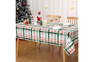 HAPTEROUSE Obrus w kratę Gingham zmywalny, wodoodporny, prostokątny, 137 x 180 cm - czerwony i zielony - idealny do dekoracji kuchni i jadalni - świąteczny obrus