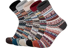 Chalier Finery 5 Pares Calcetines Térmicos de Lana para Mujer, Calcetines de Invierno Colores para Senderismo y Correr, Regalos de Cumpleaños