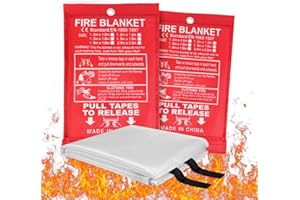 Flintronic Manta Ignifuga, 2 Piezas Manta Ignifuga de Fibra de Vidrio, Manta ignífuga para Supervivencia de Emergencia, para Cocina, Chimenea, Barbacoa, Garaje, Automóviles, (1mx1m)