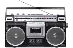 Silva Schneider Retro Boombox Portable Stereo, Radio Cassette Recorder & Tape Player, with MP3 & AM/FM Radio, and USB, SD Card, & Bluetooth Functions, Model PCR 1980 BT