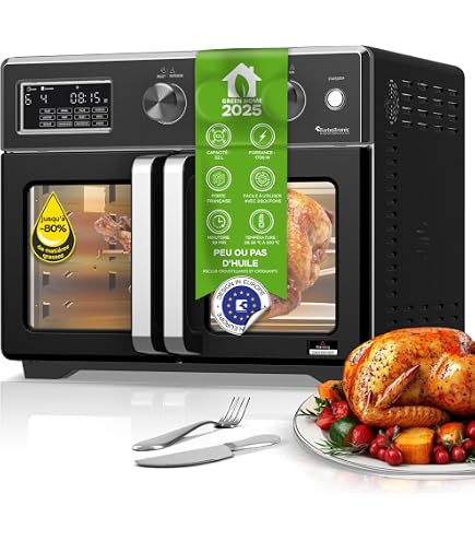 Mini Four Multifonction SAUTER SMF46MX 46L - 1800W, Chaleur Tournante, Tournebroche - 5 Modes De Cuisson (argent/noir)