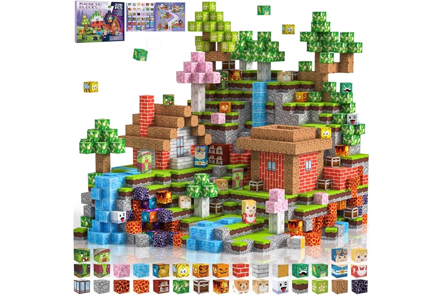 Costruzioni Magnetiche per Bambini 220 PCS 2CM , Blocchi Magnetic Building Blocks Giocattoli Montessori a Partire da 3 4 5 6 7 8 9 10 11 12 Anni Regali di Compleanno per Ragazzi