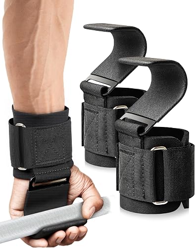 FitDA Ganchos de Levantamiento de Pesas Par, Straps Gym Gancho – Ganchos para Pesas para Peso Muerto, Dominadas y Encogimient