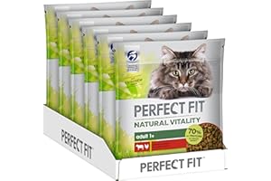 PERFECT FIT Natural Vitality - Katzenfutter Trockenfutter Adult 1+ - Rind und Huhn, 6 x 650g