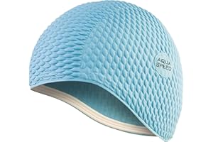 ‎AQUA SPEED Aqua Speed Badekappe | Damen | Bademütze Aqua Fitness | auch für Lange Haare | Latex Bombastic & Tic TOC