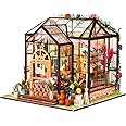 HooySprs DIY Miniature Dollhouse Kit, Mini House Kit with Furniture, 1:24 Scale Wooden Greenhouse Craft Kit for Women Girls Boys Present Birthday Valentine (Jenny Flower House)