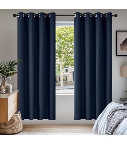 Verdunklungsvorhänge Blau-Weiß Gestreift | 2er Set 160x132 Cm | Mit Ösen & Blickdicht Für Wohnzimmer & Schlafzimmer