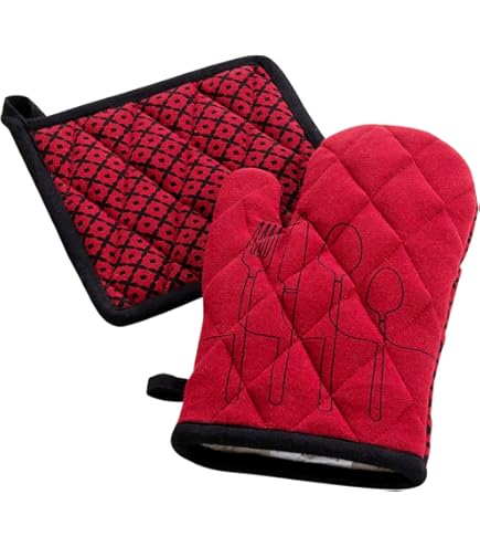 Gants Four Casseroles Lot 2 Maniques Cuisine 20x20cm - Polyester Antidérapant Four Micro-ondes Protections Main Chaud