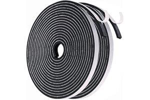 FELUOG Taśma uszczelniająca do drzwi, okien, 6 mm (szer.) x 3 mm (śr.) / 12 m (dł.) samoprzylepna taśma piankowa, uszczelka do drzwi, uszczelka gumowa do izolacji akustycznej, czarna