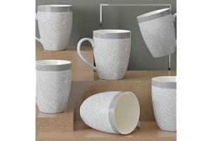 The Earth Store Grey Fizz Coffee Mugs Set of 6 Ceramic Mugs to Gift to Best Friend, Tea Mugs, Microwave Safe Coffee Mugs, Ceramic Tea Cups