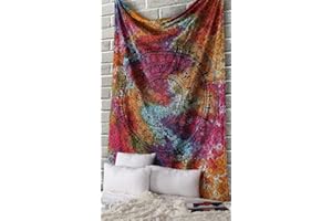 RAJRANG Arazzo Psichedelico Mandala per Camera da Letto Arazzi Tie-Dye Multicolor 213x137 cm Arazzi Colorati in Cotone con Elefante