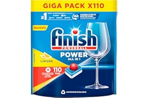 RECKITT Finish Power All in 1 Pastiglie Lavastoviglie al Limone, 110 Capsule, pastiglie per lavastoviglie Pulizia Efficace ad Ogni Lavaggio