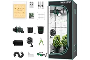 MARS HYDRO TS600 grow box kit completo - Set completo per la coltivazione a LED, 60 x 60 x 140cm growbox, kit per la coltivazione idroponica 1680D con set di ventilazione da 10 cm
