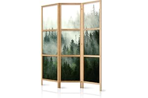 decomonkey 3 Paneles Biombo - 135 x 171cm Forest in The Mist paraban Separador de ambientes para Separación de ambientes Hogar Oficina SPA