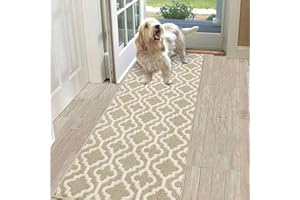 SHACOS Tappeto Runner Corridoio 60x180cm Tappeto Passatoia per Corridoio Antiscivolo Lavabile Tappeti Runner Ingresso Tappeto per Cucina, Ingresso, Salotto - Beige