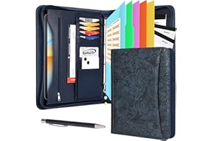 Leathario Portfolio A4 Porte-documents, avec à 4 Anneaux, Organiseur de Conférence, Carnet d'écriture - Dossier de présentation professionnel