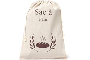 New Living Sac à pain réutilisable, mélange 100% lin et coton, sac de rangement pour le pain sac de rangement pour le pain, produit écologique, sans plastique (1)