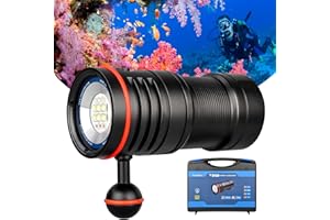 TrustFire DF50 KIT Unterwasser Tauchen Taschenlampe 6500 Lumen mit 1 x Akkupack Type-C USB aufladbar und Wasserdicht bis 70M - Professionell mit 3 Verschiedene LED-Typ für Fotografie