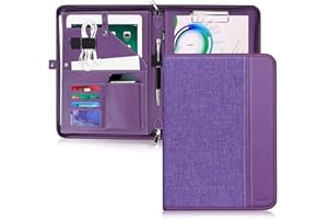‎TOPLIVE Toplive Schreibmappe Leder A4 mit Reißverschluss Portfolio Dokumenten aus PU-Leder inkl mit Klemmbrett, Dokumentenmappe, Organizer Mappe A4, Portfolio Mappe, Aktenmappe A4, Lila