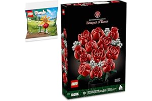 BRICK FLIP Lego Rosenstrauß (10328) mit Polybag-Geschenk, Lego Blumen als Deko für Erwachsene inkl. Lego Blumengarten 30659, Lego Botanical Collection
