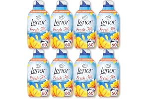 Lenor Fresh Air Effect Summer Day Płyn do płukania tkanin, 60 prań, 840ML – Mocno Skoncentrowana Świeżość – butelka z tworzywa sztucznego pochodzącego w 100% z recyklingu x8