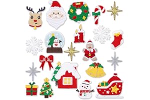 GEBETTER Toppe Termoadesivi di Natale Toppe Ricamate Natalizie da Cucire Patch Albero di Natale Renne Babbo Natale Toppa Animale Appliques Decorazione di Festa Natale per vestiti Fai da Te (colorato 21)