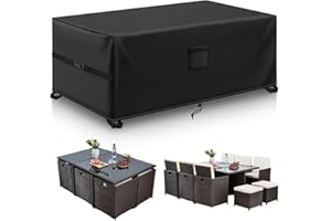 Kovshuiwe Copertura per mobili da giardino, 200 x 160 x 70 cm, impermeabile, in tessuto Oxford 420D, copertura per mobili in rattan, antivento, anti-UV, per patio, esterni (nero)
