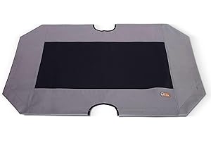 K&H PET PRODUCTS - Cama elevada de refrigeración para perros al aire libre, funda de repuesto para cuna elevada, solo funda de repuesto de malla gris/negra, XL, 50 x 32 pulgadas (cuna no incluida)