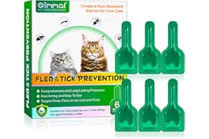 GENERISCH Fllea- und Zeckenschutz für Katzen und Kätzchen, Natürliche Katzenentwurmungstropfen, 6-Pipetten Fllea- und Zeckenschutz,Sichere Kräuterextrakt-Formel für sanfte wirksame Verteidigung, Schnellwirkend