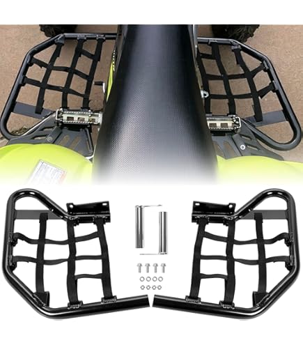 Heel Guards Footrest For 1987-2006 Yamaha Banshee LH+RH Nerf Bars Black+Silver - Foto 8