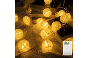AGOTD Łańcuch świetlny LED na baterie, 16 diod LED z timerem, ciepła biel, łańcuch świetlny, odporny na warunki atmosferyczne, na baterie, na balkon, podwórko, wesele, imprezę, dekoracja