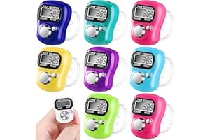 MEIN HERZ 9 Piezas Contador de Dedos Contador de Filas electrónico Anillos de Dedo Marcador LCD Contador de conteo (Rojo/Púrpura/Blanco/Rosa/Verde Claro/Azul/Azul Marino/Azul Cielo/Naranja)
